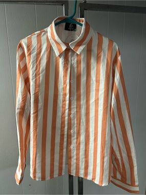 Sweetkama orange and white striped shirt Large Los Angeles boutique women men